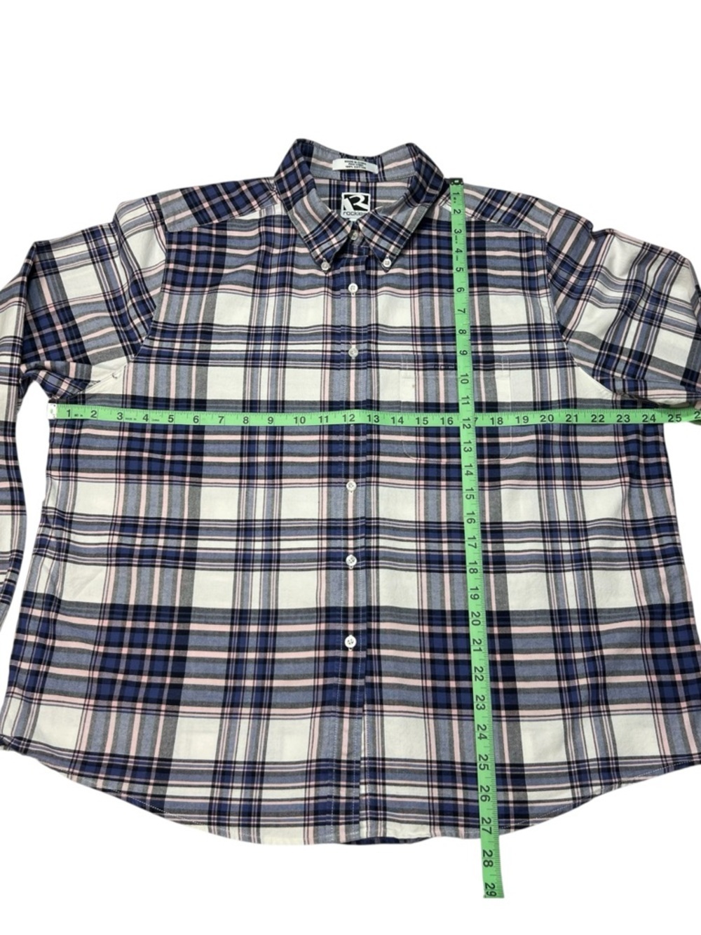 Rockies Vintage Plaid Button Down Shirt Blue White Pink Womens size XXL Cotton - Picture 4 of 9